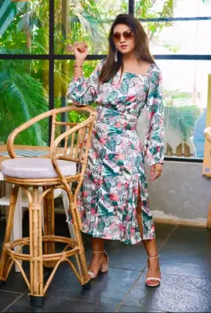Floral Side Slit Midi Dress