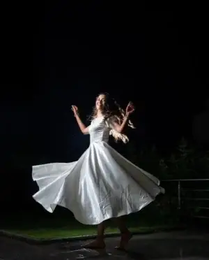 White Satin Puff Sleeves Midi Dress