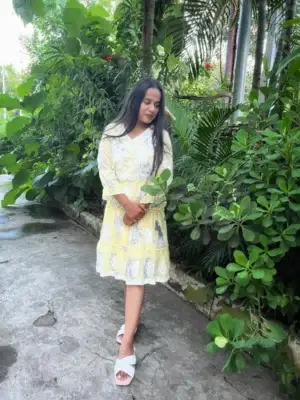 Yellow Floral Pattern Dress