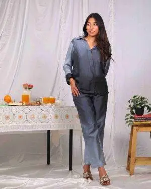 Grey Comfortable Dream Satin Shirt