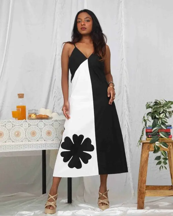 Black And White Patch Dress