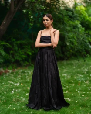 Black Backless Layered Dress